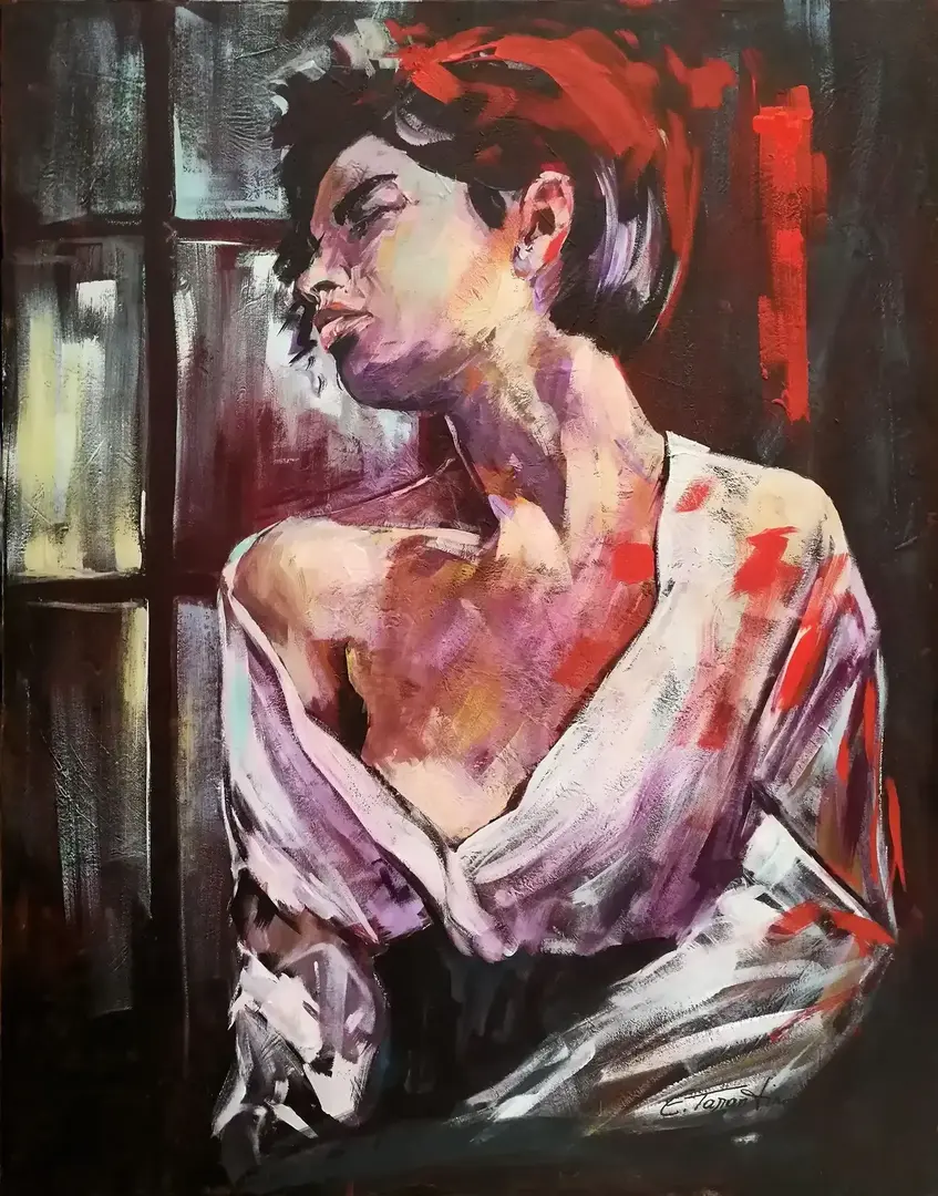 No Words - Ausdrucksstarkes Portrait Acrylbild 80x100cm von Arte Tarantino